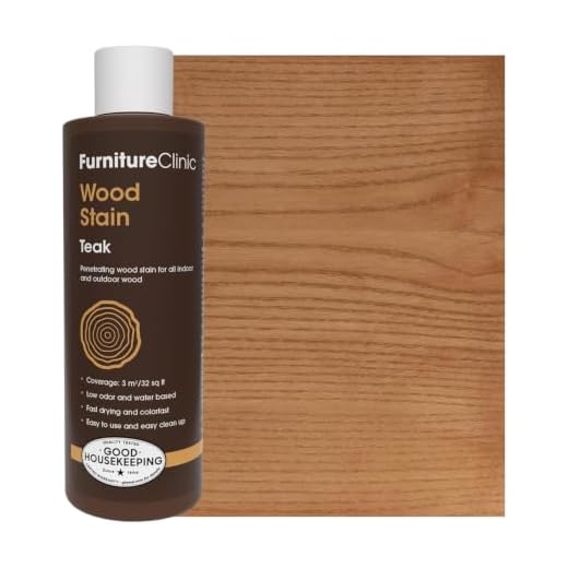 Furniture Clinic Wood Stain | Non-Toxic Wood Stain for Indoor & Outdoor Wood | Polyurethane Wood Finish, Teak, 250ml (30sqft coverage)