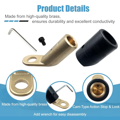 Image of 2PCS CT-40FA Welding Terminal Connector, Welding Lug Connector Adapter, for Lenco Style LC-40 LC-40HD Male Leads Connectors, 17 /32 inch Stud Hole, Angle 45, 08030