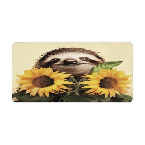 Tapete de escritorio grande Sloth Sunflower antideslizante