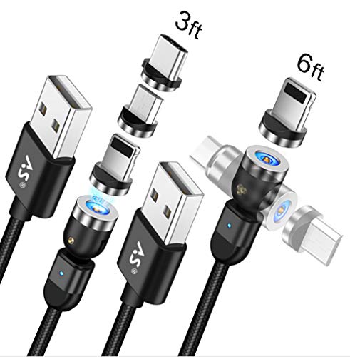 A.S 3 in 1 Magnetic Phone Charger Cable, 360°& 180° Rotation Magnetic Charging