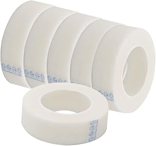 شريط لاصق شفاف للرموش من فوميز، لفة شريط لاصق رموش لوصلات الرموش، شريط رموش لاصق صناعي، شريط تمديد للرموش، لون أبيض، 6 قطع