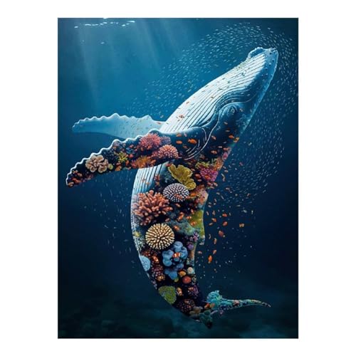 Kit broderie diamant baleine corail POLIUAWS pour adulte 30x40cm