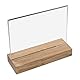 HMF 46943 Acryl Tischaufsteller mit Holzfuß | DIN A5 Querformat | Glasklar