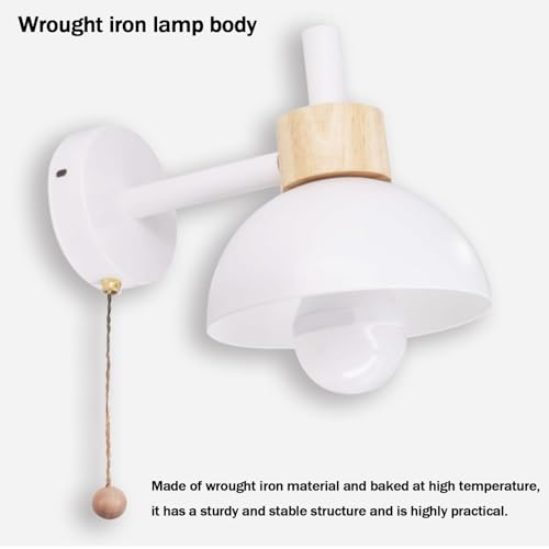 Aplique de pared E27 amarillo con interruptor de cadena macaron de hierro para dormitorio 3