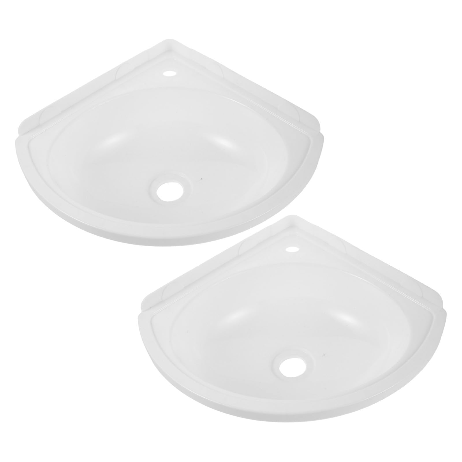 Lavabo de esquina de plástico blanco con diseño compacto triangular para ahorrar espacio