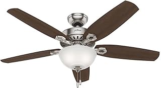 Hunter Fan Company 53090 Builder Deluxe Indoor Ceiling Fan with LED Light and Pull Chain Control, 52", Brushed Nickel Finish