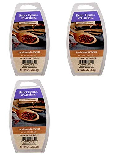 Better Homes and Gardens Sandalwood & Vanilla Essential Oil Infused Wax Cubes - 3-Pack