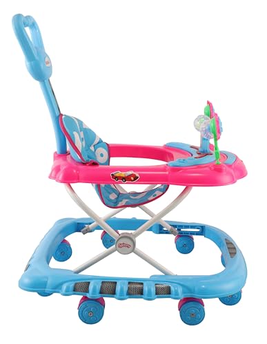 Image of JoyRide Spinny Spinner 8 Wheels Baby Walker, Adjustable Height,Parentle Handle, Comfortable Seat, Music and Light, 360 Degree Rotation, Maximum Weight: 12 kg (Pink Blue)