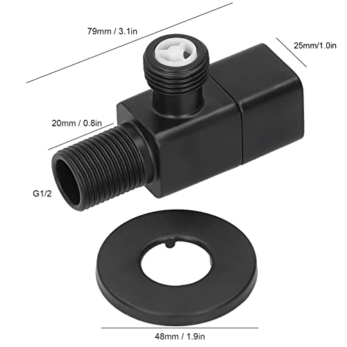 Square Angle Stop Valve, G1/2" Brass Matte Black Shut Off Valve Mixer Water Stop Valve for Bathroom Toilet Washbasin - Image 2