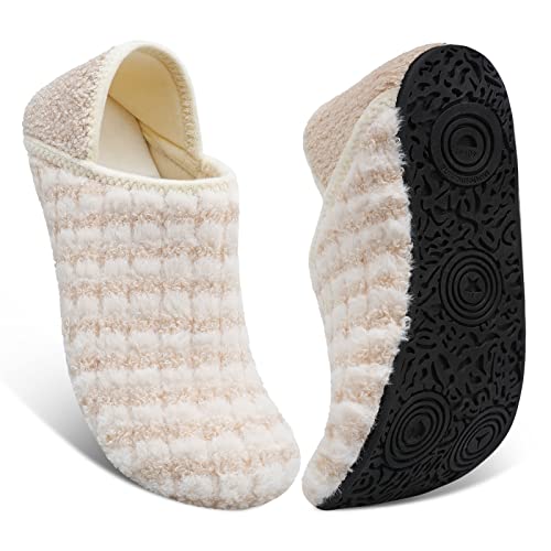 Image of Fires Womens Mens Slippers with Rubber Sole Soft-Lightweight House Slipper Socks Around House Shoes Non Slip Indoor /Outdoor