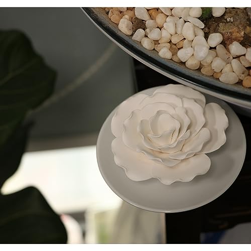 Image of Passive Diffuser for Essential Oil-Ceramic Diffuser Non Electric Oil Diffusers for Small Mini Room, Desk Decorative, Bathroom (White Hibiscus) | Non-electric Impatiens diffuser for desks, bathrooms and small rooms