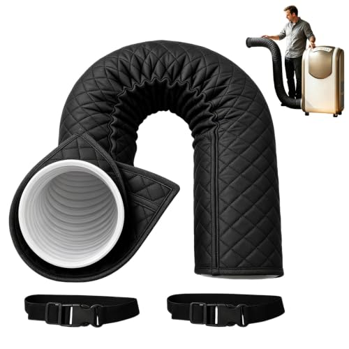 Protection Portable pour Tuyau de Climatisation, Gaine Isolation Climatiseur Enveloppe Isolante Triple Couche Ajustable avec 2 Colliers pour Intérieur et Extérieur Diamètre 13cm et 15cm (A)