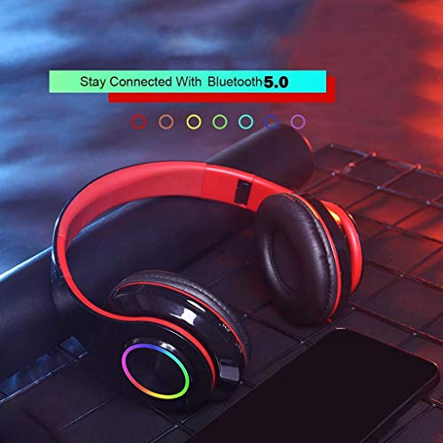 sans Fil Bluetooth 5.0 Casque Gaming Headset Over-Ear Casque Antibruit Intégré Lumière Micro LED for PC Portable, Carte TF 32G Peut Être Inséré (Compatible avec Le Format MP3) – Image 4