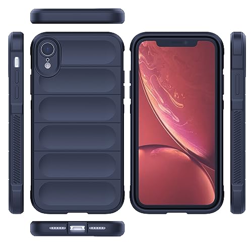 Image of Amazon Brand - Solimo Mobile Cover for Apple iPhone XR | Full Camera Protection | Liquid Silicon Case | Flexible Bumper Case for Apple iPhone XR (Dark Blue)