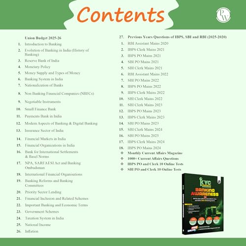 Image of PW KYC Banking Awareness | Chapterwise Theory, Exercise, Past Year Questions (PYQ) For SBI PO, Clerk, IBPS PO, Clerk, RRB, PO, Clerk, RBI & Other Banking Exams 2025- 26 | Free 20 Online Tests
