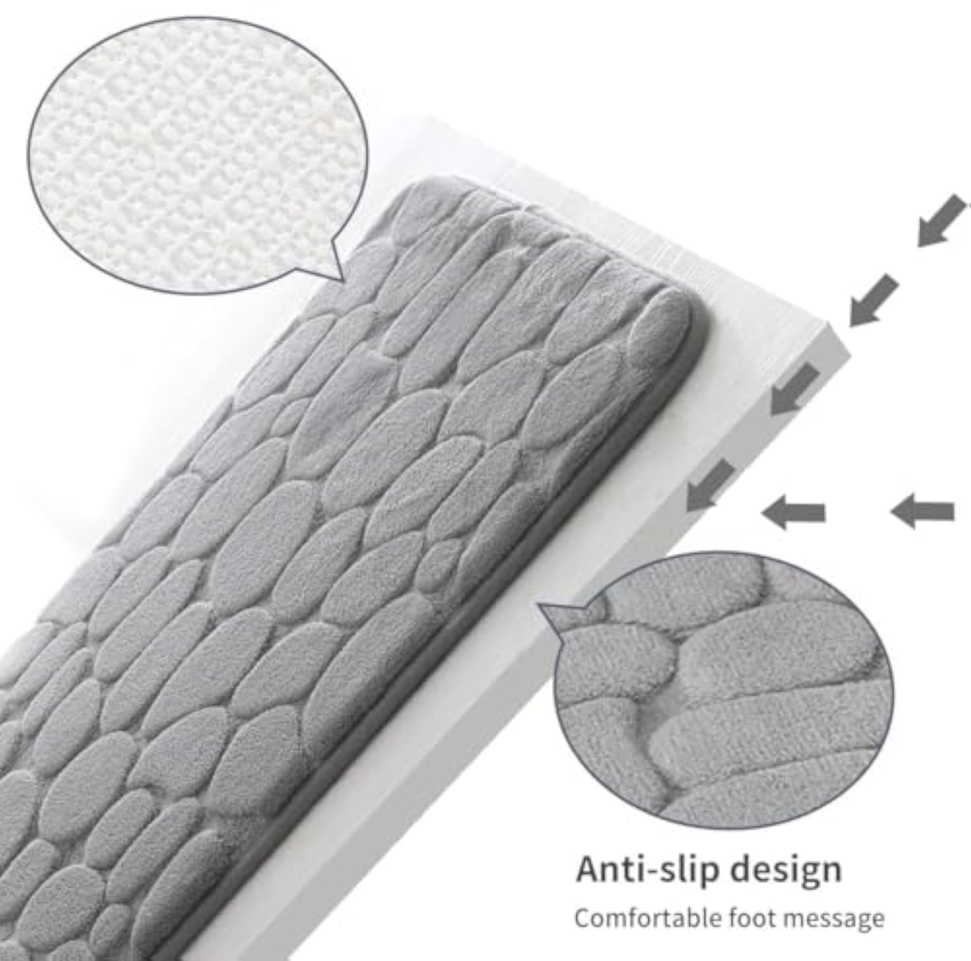 Cobblestone Bathroom Rectangular Rugs, Super Water Absorbent