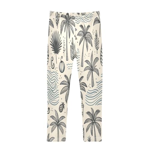 Bolaz Toddler Girls Leggings Printed Yoga Pants Leggings Grey Coconut Tree for Kids