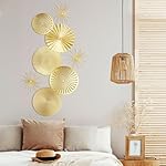 8 Pcs Gold Wall Decor Modern Metal Decor Metal Starbursts Radial Plate Art Hanging Decorative Wall Decorations for Home Bedroom Bathroom Living Room Office Sculpture(Gold) - Image 5