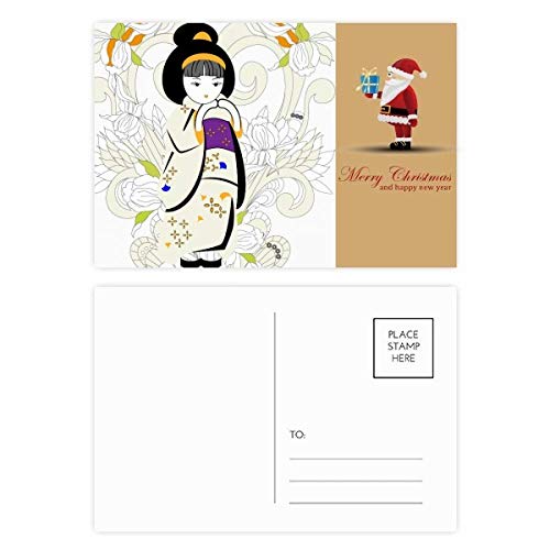 Cartes postales Kimono fille motif Père Noël : partagez la poésie des fêtes