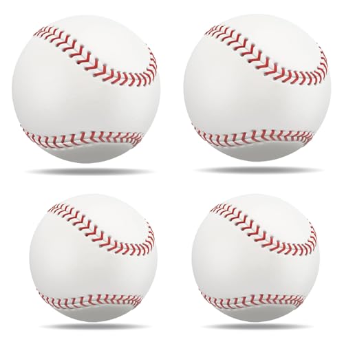 Toumdafine 4 Pack Standard 9 Inch Baseballs Practice and Game Balls Youth and Adult Outdoor Sports Baseball Training Balls.
