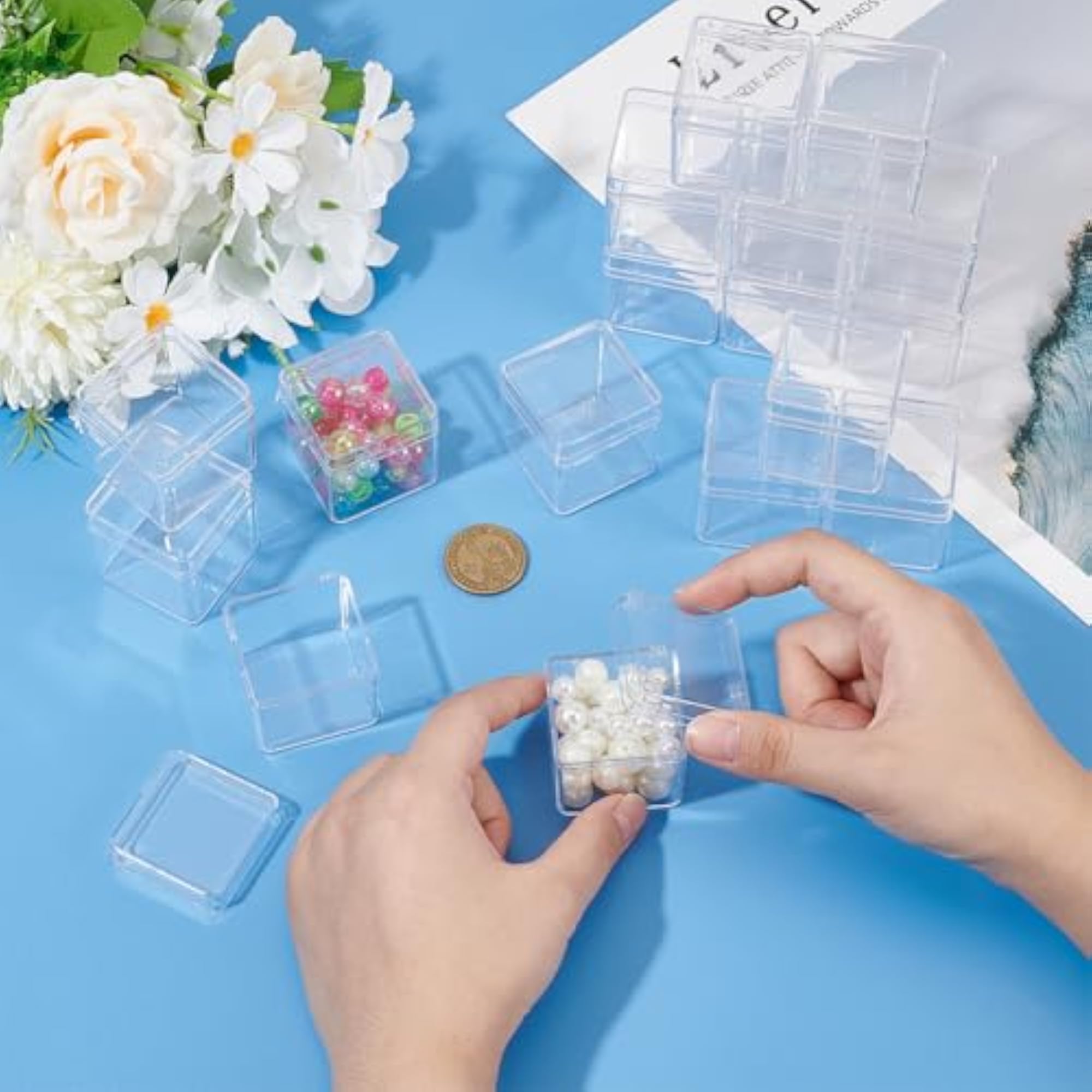 18 Pack Square High Transparency Plastic Bead Storage Containers