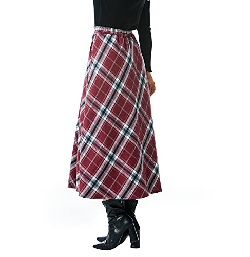 Jupe longue hiver taille haute élastique plissée coupe trapèze - 5