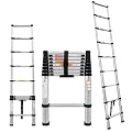 8.5FT/2.6M Aluminum Telescoping Extension Ladder Portable Multi-Purpose Portable Extension Ladder with Capacity of 330LB, Multi-Purpose Collapsible Ladders for Home Or Outdoor, RV Ladder