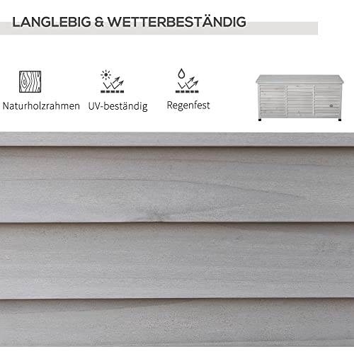 Outsunny Gartenschrank Gerätehaus Gerätescharank wasserbeständig Tannenholz dauerhaft große Raum 127 x 56 x 60 cm Grau – Bild 5