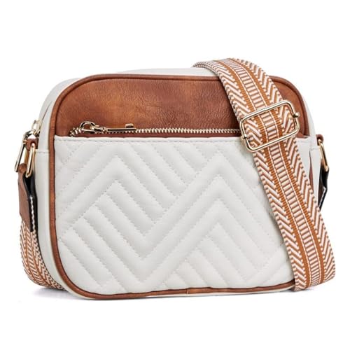 Women Small Crossbody Bags Vegan Leather Purses Shoulder Handbags with Wide Strap