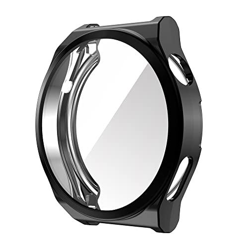 Chofit Coques compatibles avec Huawei Watch GT 3 Pro, protection d'écran en TPU plaqué, coque de protection pour Huawei Watch GT3 Pro 46 mm 43 mm (46 mm, noir + transparent + gris)