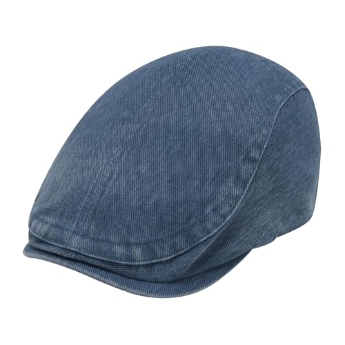 Image of ZLYC Men Cotton Flat Cap Summer Scally Ivy Gatsby Newsboy Beret Driver Cabbie Hunting Hat