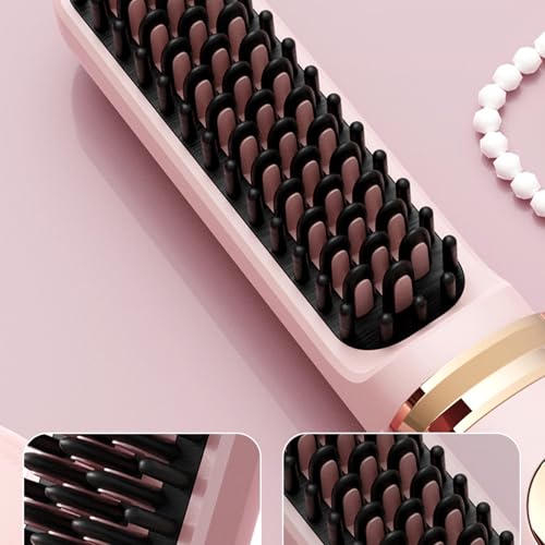 Cepillo alisador para mujer sin daño al cabello, alisador de cabello inalámbrico con calentamiento rápido, rizador recargable con temperatura ajustable. miniatura 7