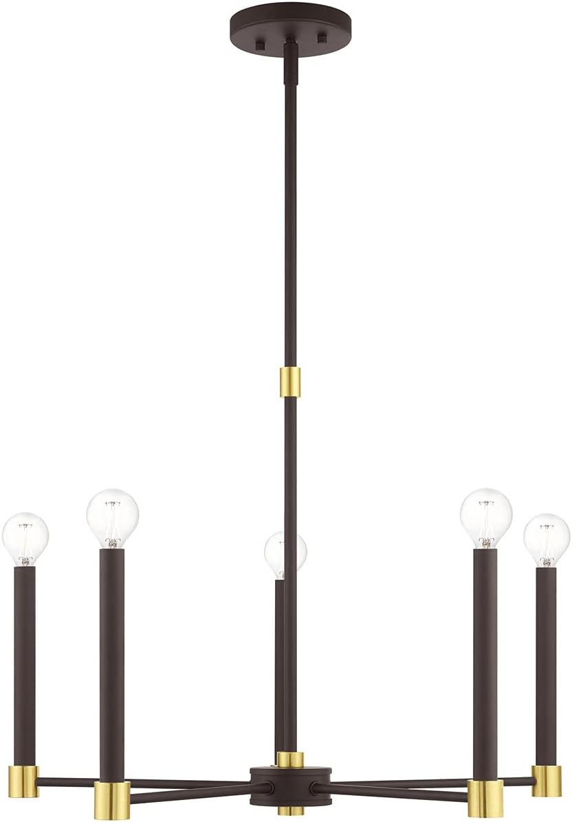 Livex Lighting 46885-07 5 Light Bronze W/Satin Brass Accents Chandelier