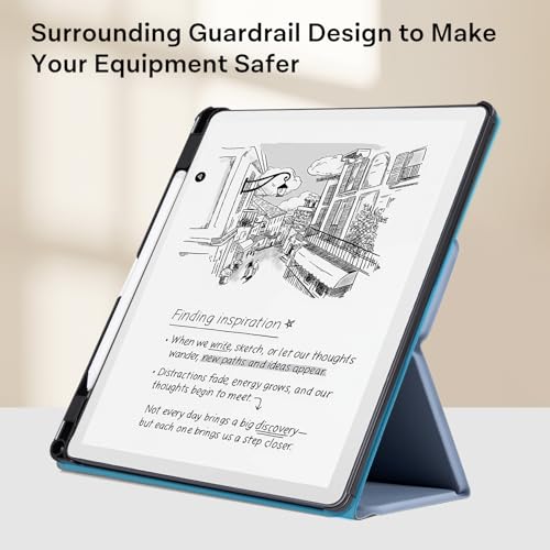 Image of CoBak Case for 11 inch Kindle Scribe 3rd Generation 2025, Kindle Scribe Colorsoft with Two Viewing Angles - All New PU Leather Cover with Auto Sleep Wake, Pen Holder. Cloudy Blue