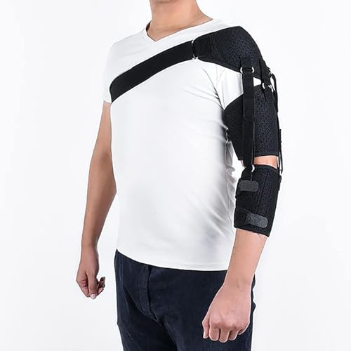 Inmovilizador de hombro con cabestrillo, ortesis estabilizadora de hombro con cinturón, almohadillas individuales ajustables izquierda y derecha, for recuperación de hemiplejia y subluxación(Left)