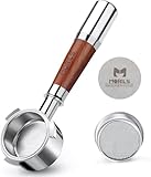 MORILS Bodenloser Siebträger 51mm, Siebträger Kompatibel mit DeLonghi EC680 / EC685 – 51mm Filterhalter aus Edelstahl Mit 1 Tasse Filterkorb Spleißgriff aus Walnussholz und Edelstahl - 3 Ears