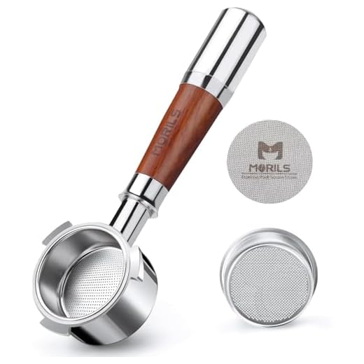 MORILS Bodenloser Siebträger 51mm, Siebträger Kompatibel mit DeLonghi EC680 / EC685 – 51mm Filterhalter aus Edelstahl Mit 1 Tasse Filterkorb Spleißgriff aus Walnussholz und Edelstahl - 3 Ears