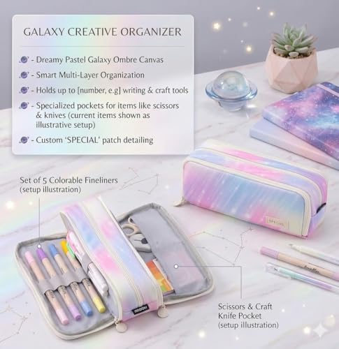 Image of Zqiue Large Pencil Case 3 Compartments Pencil Pouch Big Capacity Pencil Bag Oxford Stationery Storage Pen Bag Cosmetic Makeup Pouch for Women
