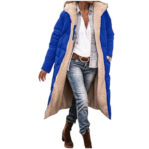 Womens Winter Coats Oversized Long Puffer Fleece Shearling Jacket Fashion Sherpa Lined Outerwear with Hood