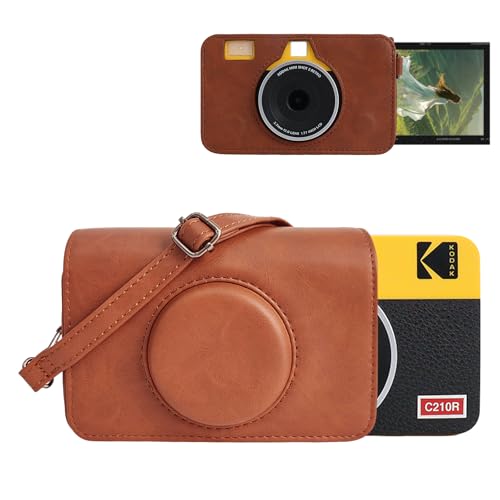 Funda de cuero PU para Kodak Mini Shot 2 Retro C210R marrón miniatura 1