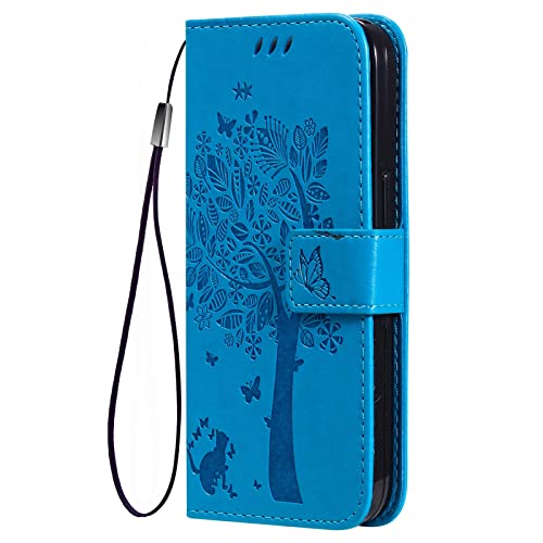 PEIYE Cover Pelle per Oppo A74 4G (6.43'), Portafoglio PU Pelle Slot Schede, Custodia Cavalletto Stile Libro Chiusura Magnetica, Flip Case -Blu