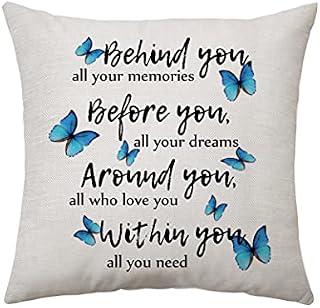 Behind You All Your Memories Inspirational Pillow Covers Graduation Gifts for Her Him Cushion Covers Throw Pillow Case Decor Gifts for Living Room Office Decor 18* 18 In Decor Accessories