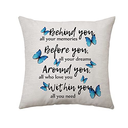 derrière Vous Tous Vos Souvenirs taies d'oreiller pour Femmes taie d'oreiller inspirant Cadeaux de décoration pour Salon décor de Bureau 18 * 18 Pouces Housses de Coussin Accessoires de décoration Cover