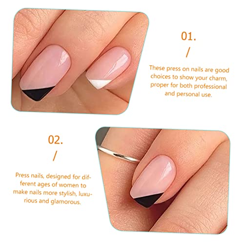 Beavorty 1 Conjunto De Pontas De Unhas Francesas Unhas Postiças Decorativas Unhas Postiças Destacáve