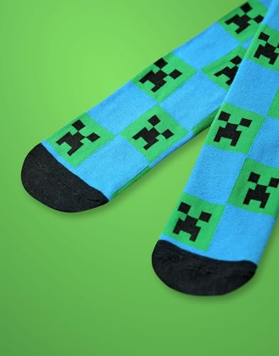 Calcetines Minecraft para niños pack de 5 calcetines de media pierna estampados negro verde azul 6