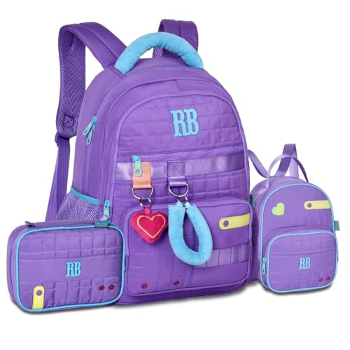 Mochila com Lancheira Térmica e Estojo Feminino Kit Rebecca Bonbon Pelúcia (Lilás)