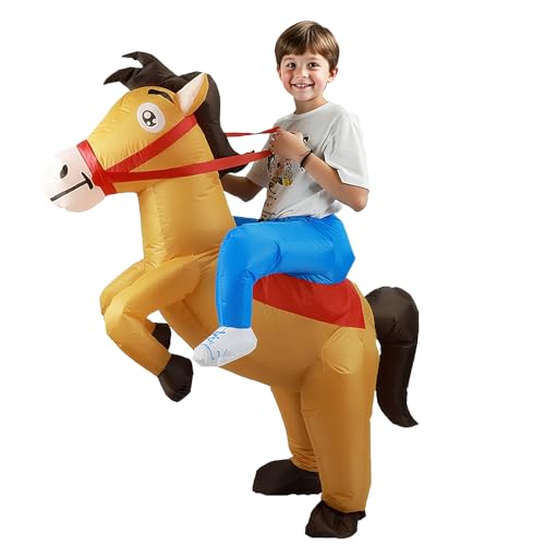 Aitsite Pferde Aufblasbare Kostüm Erwachsene Lustiges Pferde Kostüm für Jungen und Mädchen Kinder Aufblasbares Faschingskostüme für Halloween Karneval Fasching Cosplay und Mottopartys