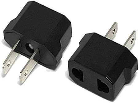 Travel Europe to USA Power Plug Adapter - 2 Pack - Round to Flat - European to American Outlet - for Mobile Cell Phone, Laptop, Tablet Chargers and More