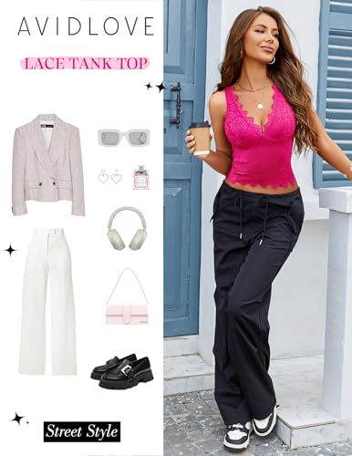 Image of Avidlove Lace Tank Tops for Women Summer Going Out Tops Y2k Sexy Lace Top