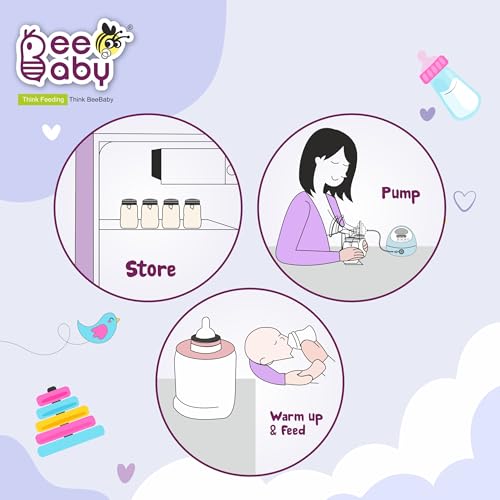Image of BeeBaby Pump N Protect Wide Neck Breast Milk Storage Bottles | Pump & Store Milk Collection Bottles for Breastfeeding Moms | Compatible with Most Wide Neck Manual & Electric Breast Pumps | BPA Free.